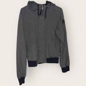 Bench. Lightweight Zip-Up Hooded Jacket In Charcoal - Size L